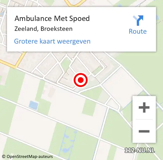 Locatie op kaart van de 112 melding: Ambulance Met Spoed Naar Zeeland, Broeksteen op 20 mei 2017 09:40