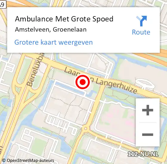 Locatie op kaart van de 112 melding: Ambulance Met Grote Spoed Naar Amstelveen, Groenelaan op 20 mei 2017 22:18