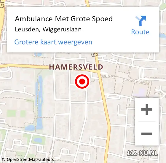 Locatie op kaart van de 112 melding: Ambulance Met Grote Spoed Naar Leusden, Wiggeruslaan op 20 mei 2017 23:28