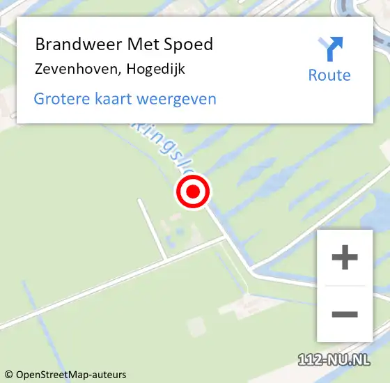 Locatie op kaart van de 112 melding: Brandweer Met Spoed Naar Zevenhoven, Hogedijk op 21 mei 2017 13:50