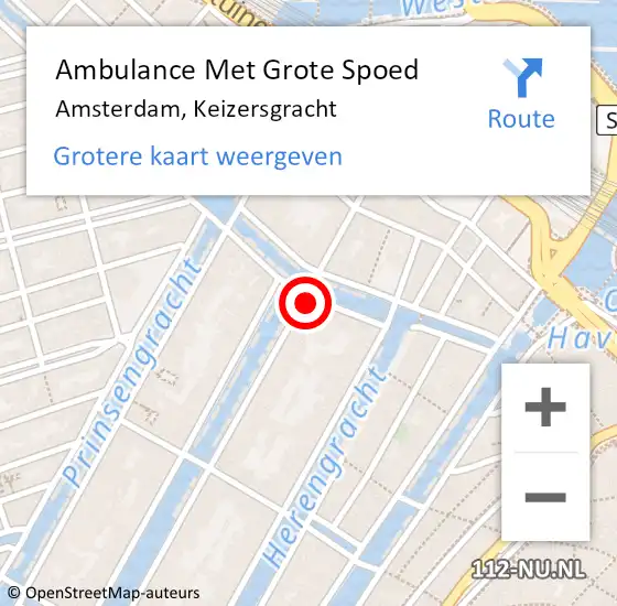Locatie op kaart van de 112 melding: Ambulance Met Grote Spoed Naar Amsterdam, Keizersgracht op 21 mei 2017 14:34