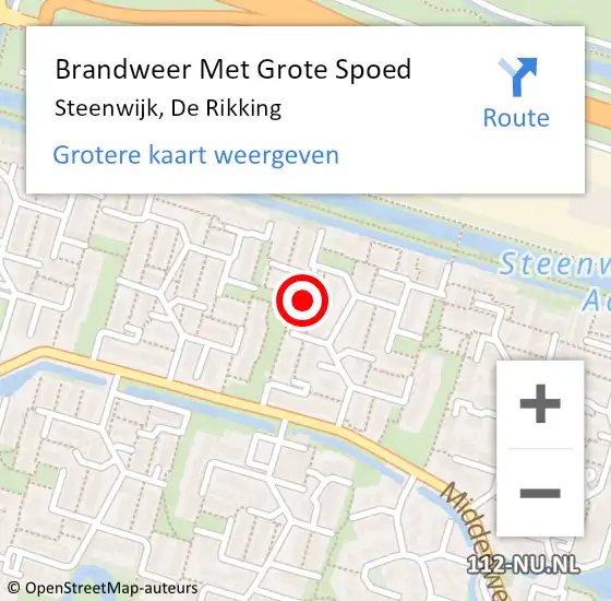 Locatie op kaart van de 112 melding: Brandweer Met Grote Spoed Naar Steenwijk, De Rikking op 21 mei 2017 14:34