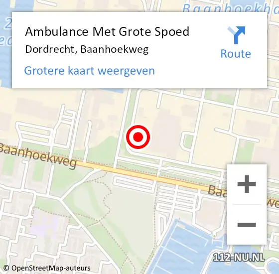 Locatie op kaart van de 112 melding: Ambulance Met Grote Spoed Naar Dordrecht, Baanhoekweg op 21 mei 2017 15:04