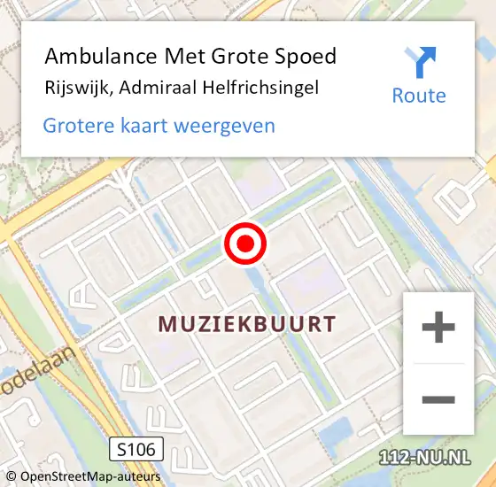 Locatie op kaart van de 112 melding: Ambulance Met Grote Spoed Naar Rijswijk, Admiraal Helfrichsingel op 21 mei 2017 15:31