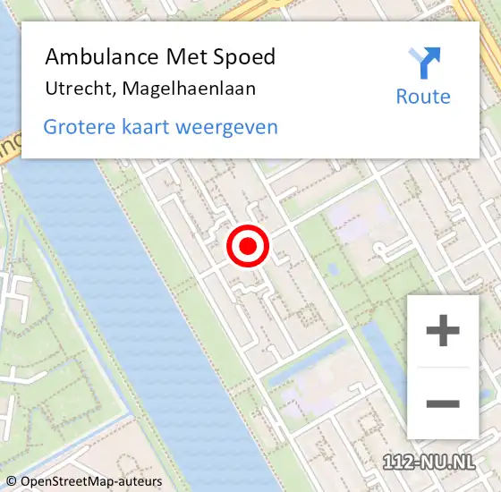 Locatie op kaart van de 112 melding: Ambulance Met Spoed Naar Utrecht, Magelhaenlaan op 21 mei 2017 15:49