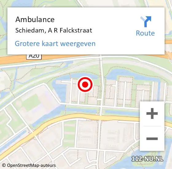 Locatie op kaart van de 112 melding: Ambulance Schiedam, A R Falckstraat op 21 mei 2017 16:50