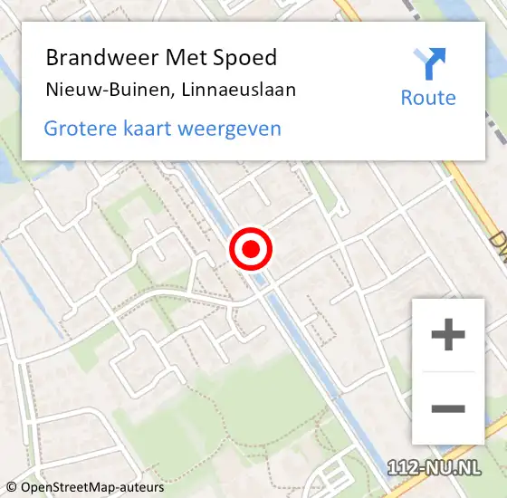 Locatie op kaart van de 112 melding: Brandweer Met Spoed Naar Nieuw-Buinen, Linnaeuslaan op 21 mei 2017 20:16