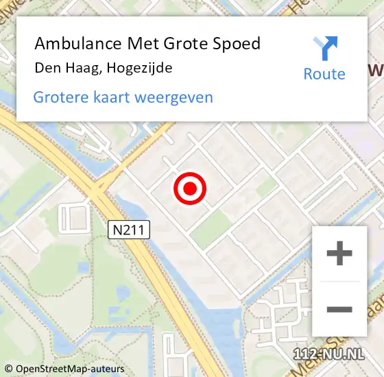 Locatie op kaart van de 112 melding: Ambulance Met Grote Spoed Naar Den Haag, Hogezijde op 21 mei 2017 23:34