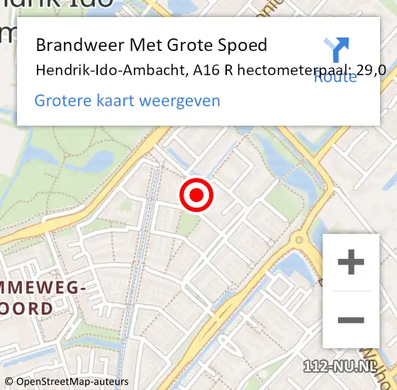 Locatie op kaart van de 112 melding: Brandweer Met Grote Spoed Naar Hendrik-Ido-Ambacht, A16 R hectometerpaal: 30,1 op 22 mei 2017 06:05