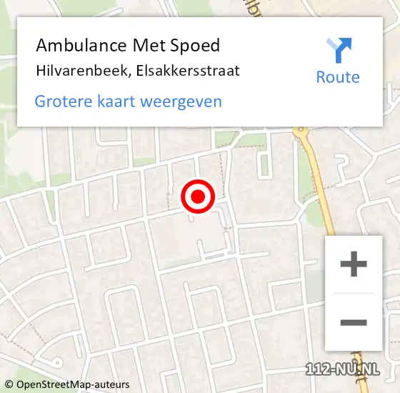 Locatie op kaart van de 112 melding: Ambulance Met Spoed Naar Hilvarenbeek, Elsakkersstraat op 22 mei 2017 06:37