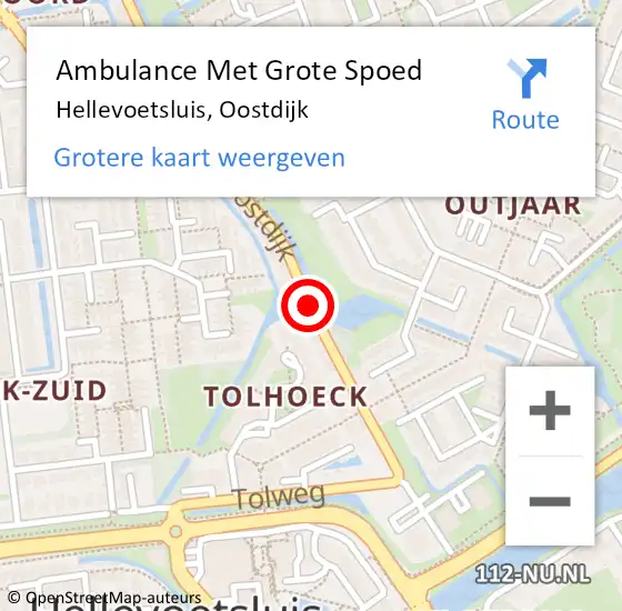 Locatie op kaart van de 112 melding: Ambulance Met Grote Spoed Naar Hellevoetsluis, Oostdijk op 22 mei 2017 12:50