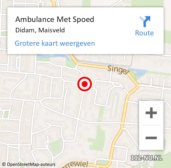 Locatie op kaart van de 112 melding: Ambulance Met Spoed Naar Didam, Maisveld op 22 mei 2017 13:21