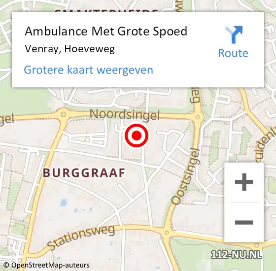 Locatie op kaart van de 112 melding: Ambulance Met Grote Spoed Naar Venray, Hoeveweg op 21 januari 2014 10:34