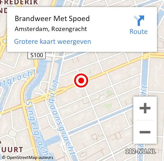 Locatie op kaart van de 112 melding: Brandweer Met Spoed Naar Amsterdam, Rozengracht op 23 mei 2017 11:54