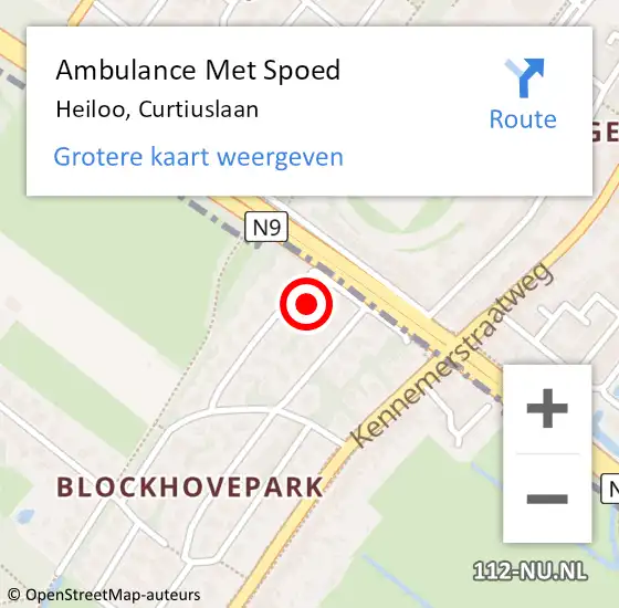 Locatie op kaart van de 112 melding: Ambulance Met Spoed Naar Heiloo, Curtiuslaan op 23 mei 2017 14:26