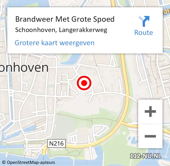 Locatie op kaart van de 112 melding: Brandweer Met Grote Spoed Naar Schoonhoven, Langerakkerweg op 24 mei 2017 05:09