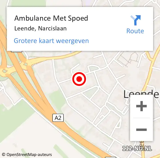 Locatie op kaart van de 112 melding: Ambulance Met Spoed Naar Leende, Narcislaan op 24 mei 2017 08:17