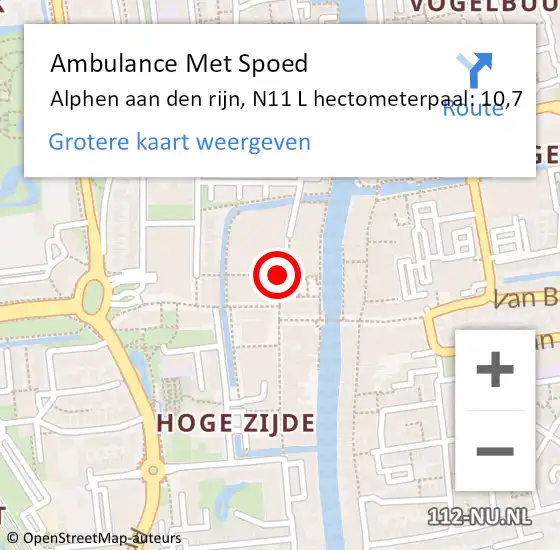 Locatie op kaart van de 112 melding: Ambulance Met Spoed Naar Alphen aan den rijn, N11 L hectometerpaal: 10,7 op 24 mei 2017 10:30