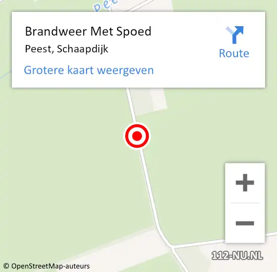 Locatie op kaart van de 112 melding: Brandweer Met Spoed Naar Peest, Schaapdijk op 24 mei 2017 12:40