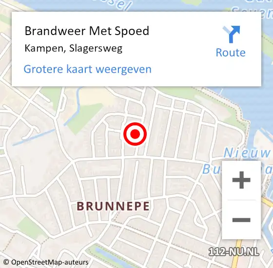 Locatie op kaart van de 112 melding: Brandweer Met Spoed Naar Kampen, Slagersweg op 24 mei 2017 19:48