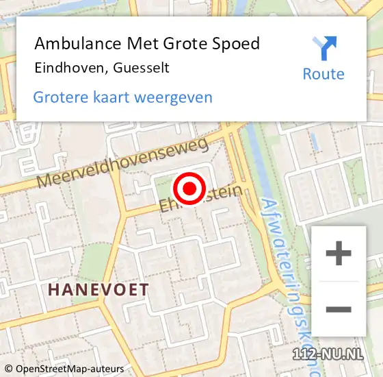 Locatie op kaart van de 112 melding: Ambulance Met Grote Spoed Naar Eindhoven, Guesselt op 24 mei 2017 20:39