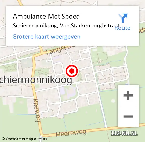 Locatie op kaart van de 112 melding: Ambulance Met Spoed Naar Schiermonnikoog, Van Starkenborghstraat op 21 januari 2014 14:48