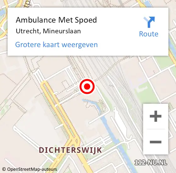 Locatie op kaart van de 112 melding: Ambulance Met Spoed Naar Utrecht, Mineurslaan op 24 mei 2017 22:20