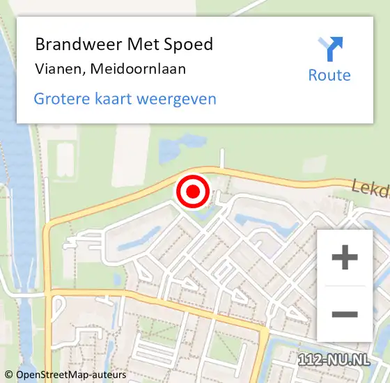 Locatie op kaart van de 112 melding: Brandweer Met Spoed Naar Vianen, Meidoornlaan op 25 mei 2017 07:05