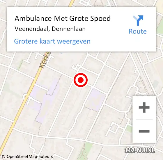 Locatie op kaart van de 112 melding: Ambulance Met Grote Spoed Naar Veenendaal, Dennenlaan op 25 mei 2017 07:48