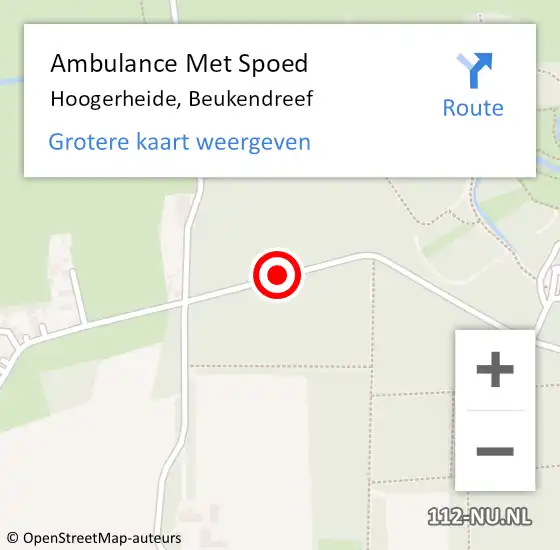 Locatie op kaart van de 112 melding: Ambulance Met Spoed Naar Hoogerheide, Beukendreef op 25 mei 2017 12:26