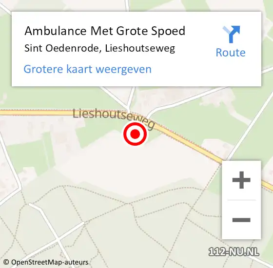Locatie op kaart van de 112 melding: Ambulance Met Grote Spoed Naar Sint-Oedenrode, Lieshoutseweg op 25 mei 2017 14:36
