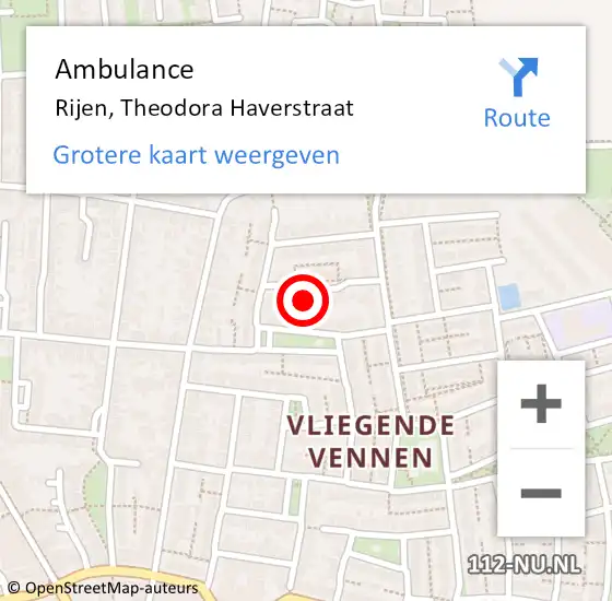 Locatie op kaart van de 112 melding: Ambulance Rijen, Theodora Haverstraat op 25 mei 2017 15:02