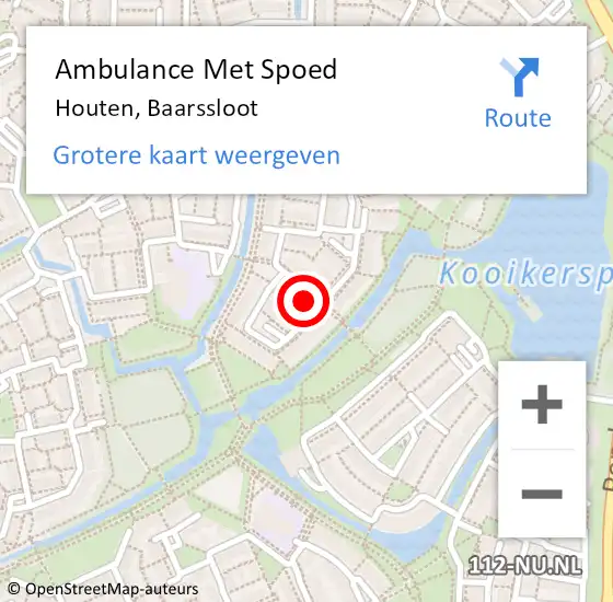 Locatie op kaart van de 112 melding: Ambulance Met Spoed Naar Houten, Baarssloot op 25 mei 2017 17:11
