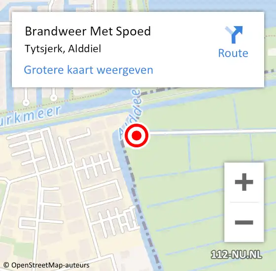Locatie op kaart van de 112 melding: Brandweer Met Spoed Naar Tytsjerk, Alddiel op 25 mei 2017 17:24