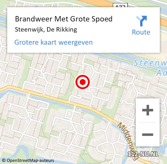 Locatie op kaart van de 112 melding: Brandweer Met Grote Spoed Naar Steenwijk, De Rikking op 25 mei 2017 17:41