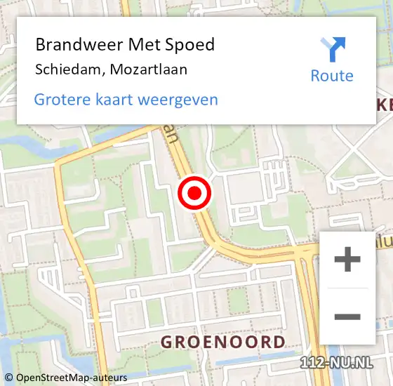Locatie op kaart van de 112 melding: Brandweer Met Spoed Naar Schiedam, Mozartlaan op 25 mei 2017 17:43