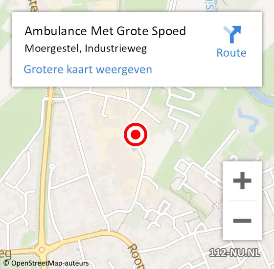 Locatie op kaart van de 112 melding: Ambulance Met Grote Spoed Naar Moergestel, Industrieweg op 25 mei 2017 17:58