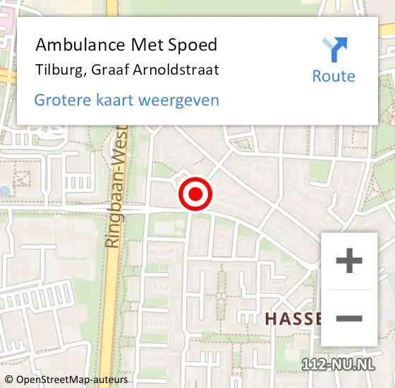 Locatie op kaart van de 112 melding: Ambulance Met Spoed Naar Tilburg, Graaf Arnoldstraat op 25 mei 2017 18:46