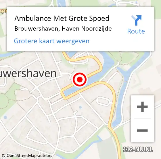 Locatie op kaart van de 112 melding: Ambulance Met Grote Spoed Naar Brouwershaven, Haven Noordzijde op 25 mei 2017 19:23