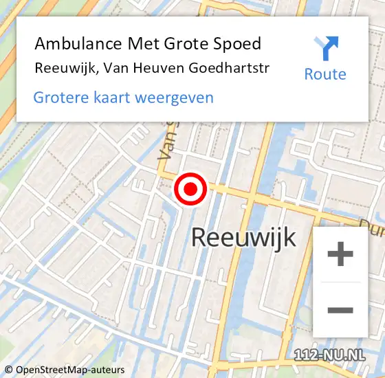 Locatie op kaart van de 112 melding: Ambulance Met Grote Spoed Naar Reeuwijk, Van Heuven Goedhartstr op 25 mei 2017 20:30