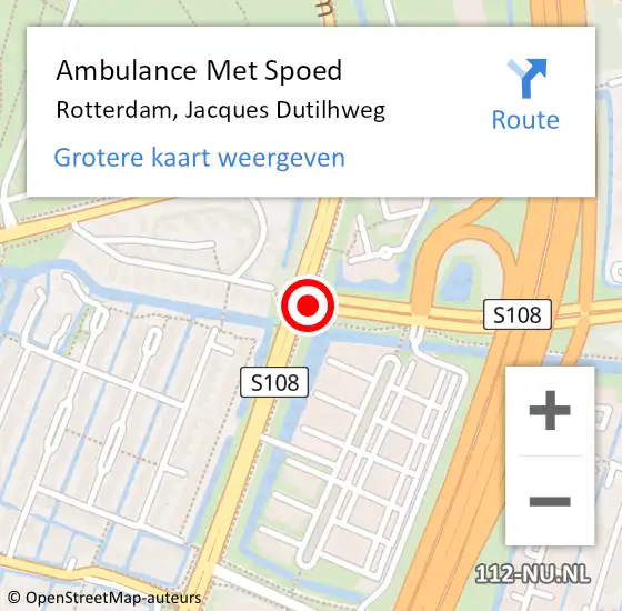 Locatie op kaart van de 112 melding: Ambulance Met Spoed Naar Rotterdam, Jacques Dutilhweg op 25 mei 2017 21:01
