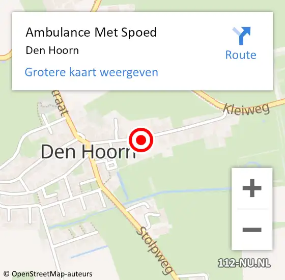 Locatie op kaart van de 112 melding: Ambulance Met Spoed Naar Den Hoorn op 25 mei 2017 23:13