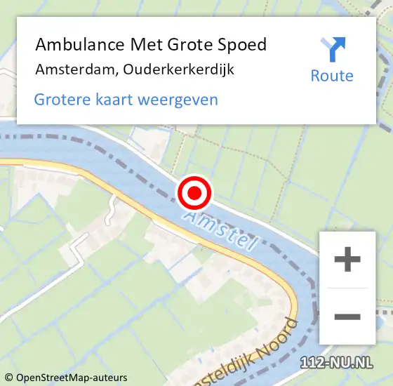 Locatie op kaart van de 112 melding: Ambulance Met Grote Spoed Naar Amsterdam, Ouderkerkerdijk op 25 mei 2017 23:22
