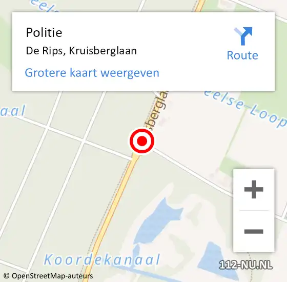 Locatie op kaart van de 112 melding: Politie De Rips, Kruisberglaan op 25 mei 2017 23:32