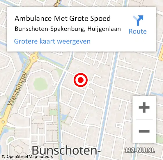 Locatie op kaart van de 112 melding: Ambulance Met Grote Spoed Naar Bunschoten-Spakenburg, Huijgenlaan op 25 mei 2017 23:59
