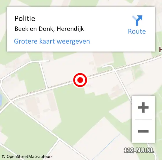 Locatie op kaart van de 112 melding: Politie Beek en Donk, Herendijk op 26 mei 2017 00:47