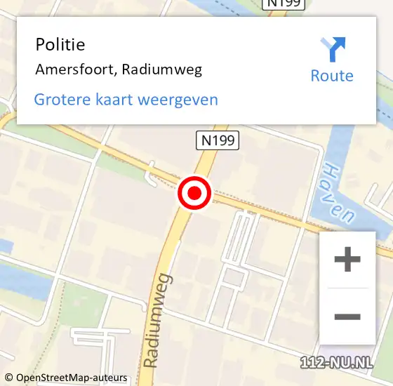 Locatie op kaart van de 112 melding: Politie Amersfoort, Radiumweg op 26 mei 2017 01:31