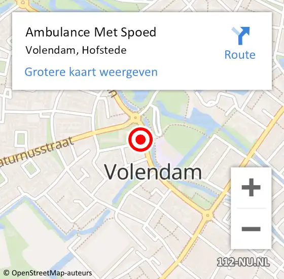 Locatie op kaart van de 112 melding: Ambulance Met Spoed Naar Volendam, Hofstede op 26 mei 2017 01:41