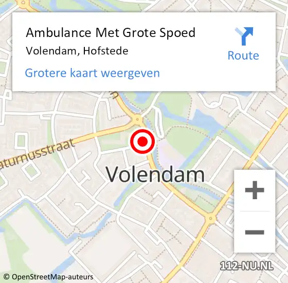 Locatie op kaart van de 112 melding: Ambulance Met Grote Spoed Naar Volendam, Hofstede op 26 mei 2017 01:42