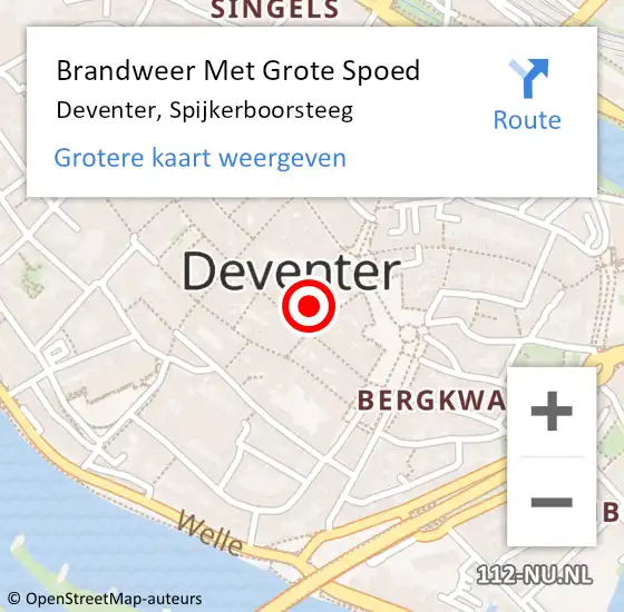 Locatie op kaart van de 112 melding: Brandweer Met Grote Spoed Naar Deventer, Spijkerboorsteeg op 26 mei 2017 05:06